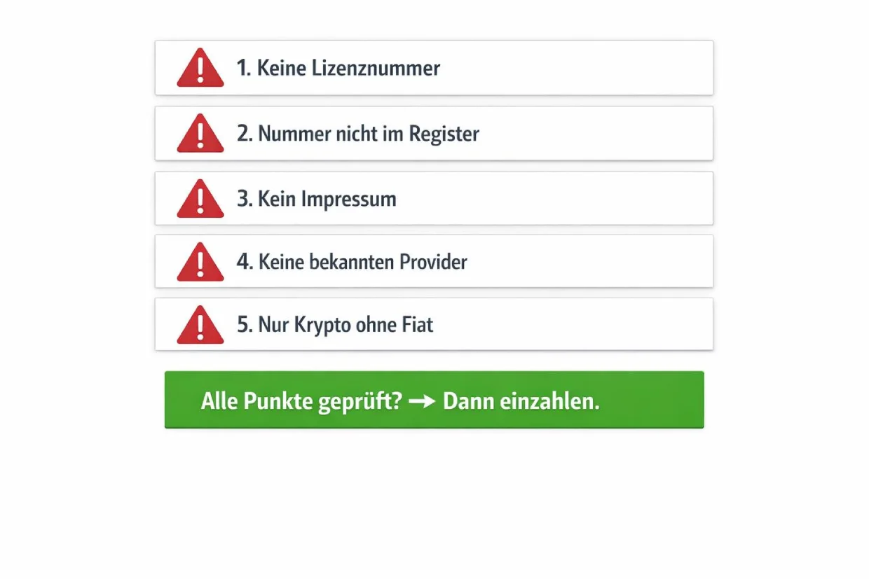 Fünf Red Flags für unlizenzierte Online Casinos erkennen